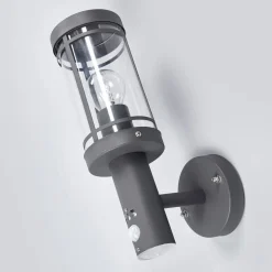 Lindby Udendørs væglampe Djori, Sensor, antracit, stål