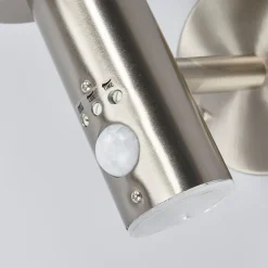 Lindby udendørs væglampe Djori, sensor, aluminiumsfarvet, E27