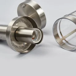 Lindby udendørs væglampe Djori, sensor, aluminiumsfarvet, E27