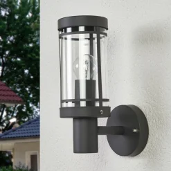 Lindby udendørs væglampe Djori, 28 cm, antracit, stål, E27