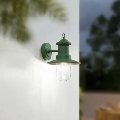 Lindby udendørs væglampe Eloretta, 22 cm, grøn, glas, stål