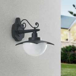 Lindby udendørs væglampe Elinda, højde 29 cm, antracit, glas