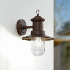 Lindby udendørs væglampe Eloretta, rust, stål, højde 31 cm