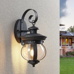 Lindby udendørs væglampe Farley, 40 cm, mørkegrå, IP44, E27