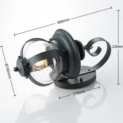 Lindby udendørs væglampe Farley, 40 cm, mørkegrå, IP44, E27
