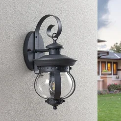 Lindby udendørs væglampe Farley, 40 cm, mørkegrå, IP44, E27