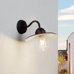 Lindby udendørs væglampe Filip, rustbrun, 30 cm, E27, IP44