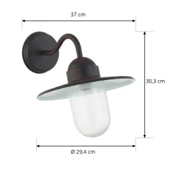 Lindby udendørs væglampe Filip, rustbrun, 30 cm, E27, IP44
