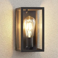 Lindby udendørs væglampe Filimon, antracit, 22 cm, IP44, E27