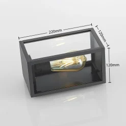 Lindby udendørs væglampe Filimon, antracit, 22 cm, IP44, E27