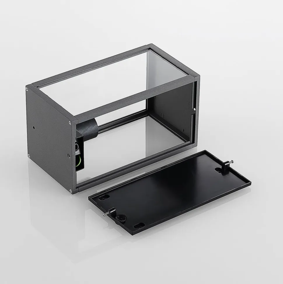 Lindby udendørs væglampe Filimon, antracit, 22 cm, IP44, E27