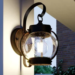 Lindby udendørs væglampe Gerlo, rustbrun, metal, 26 cm, E27