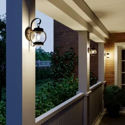 Lindby udendørs væglampe Gerlo, rustbrun, metal, 26 cm, E27