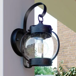 Lindby udendørs væglampe Gerlo, rustbrun, metal, 26 cm, E27