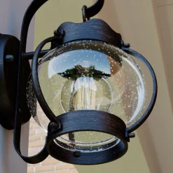 Lindby udendørs væglampe Gerlo, rustbrun, metal, 26 cm, E27