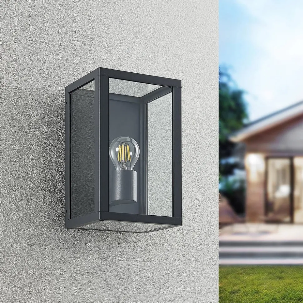 Lindby udendørs væglampe Giavanna, 28 cm, antracit, IP44, E27