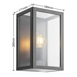 Lindby udendørs væglampe Giavanna, 28 cm, antracit, IP44, E27