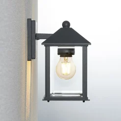 Lindby udendørs væglampe Giavanna, 23,3 cm, antracit, glas