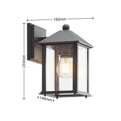 Lindby udendørs væglampe Giavanna, 23,3 cm, antracit, glas