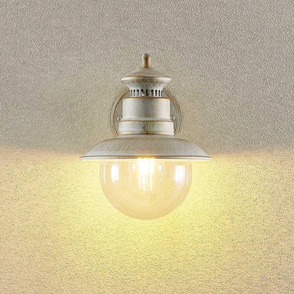 Lindby udendørs væglampe Gwendolyn, hvid antik, metal, 26 cm