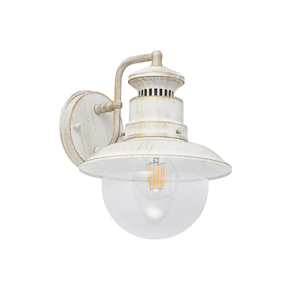 Lindby udendørs væglampe Gwendolyn, hvid antik, metal, 26 cm