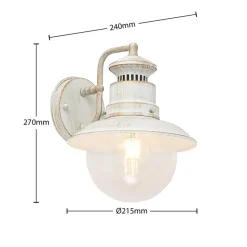 Lindby udendørs væglampe Gwendolyn, hvid antik, metal, 26 cm