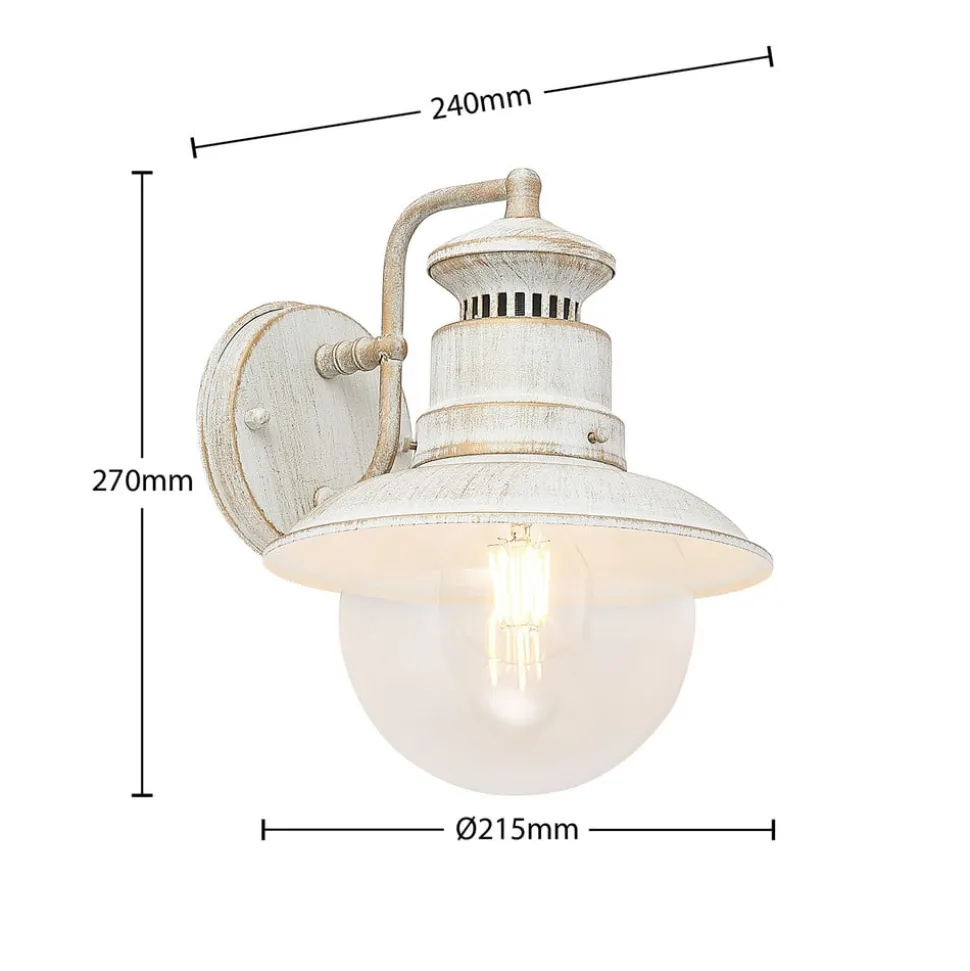 Lindby udendørs væglampe Gwendolyn, hvid antik, metal, 26 cm