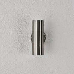 Lindby udendørs væglampe Hakan, op/ned, stål, IP44, GU10