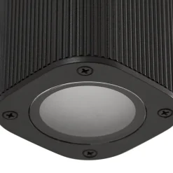 Lindby udendørs væglampe Halvar, sort, 20 cm, 2 x GU10, IP65