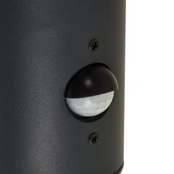 Lindby udendørs væglampe Heulo, Ø 10,5 cm, røggrå, sensor