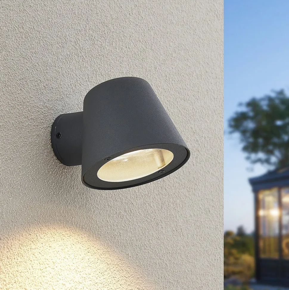 Lindby udendørs væglampe Ileyna, antracit, metal, 15 cm