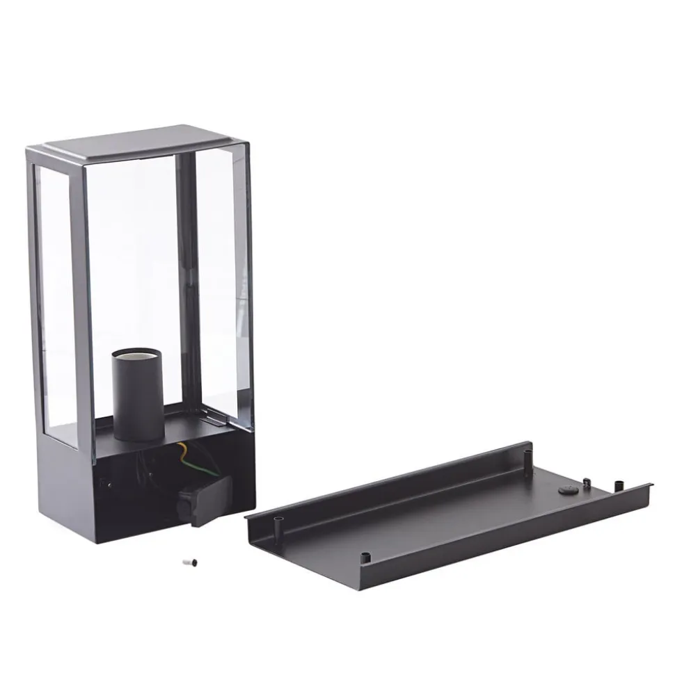 Lindby udendørs væglampe Ilana, sort, sensor, IP44, E27