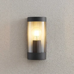 Lindby udendørs væglampe Junias, 24 cm, antracit, stål