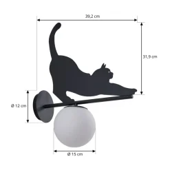 Lindby udendørs væglampe Katti, metal, sort, IP44, kat