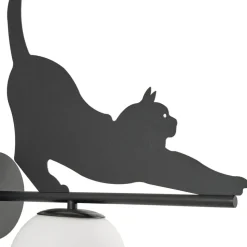 Lindby udendørs væglampe Katti, metal, sort, IP44, kat