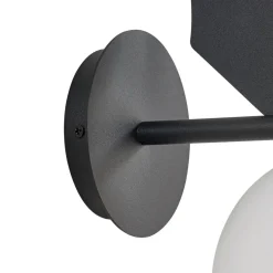 Lindby udendørs væglampe Katti, metal, sort, IP44, kat