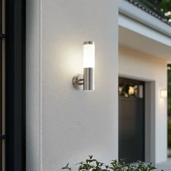 Lindby udendørs væglampe Kristof, stål, 33 cm høj, E27