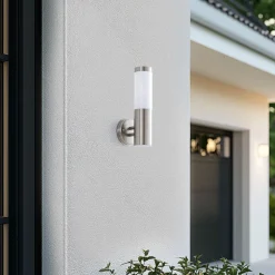 Lindby udendørs væglampe Kristof, stål, 33 cm høj, E27