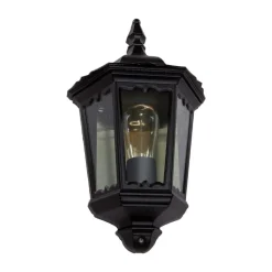 Lindby udendørs væglampe Lieva, højde 44 cm, sort, glas