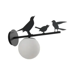 Lindby udendørs væglampe Lintu, metal, sort, IP44, fugl