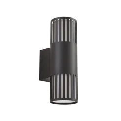 Lindby udendørs væglampe Lurinda, 2 lyskilder, sort, Ø10cm