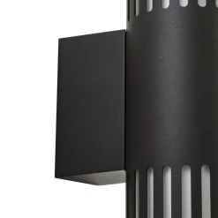 Lindby udendørs væglampe Lurinda, 2 lyskilder, sort, Ø10cm