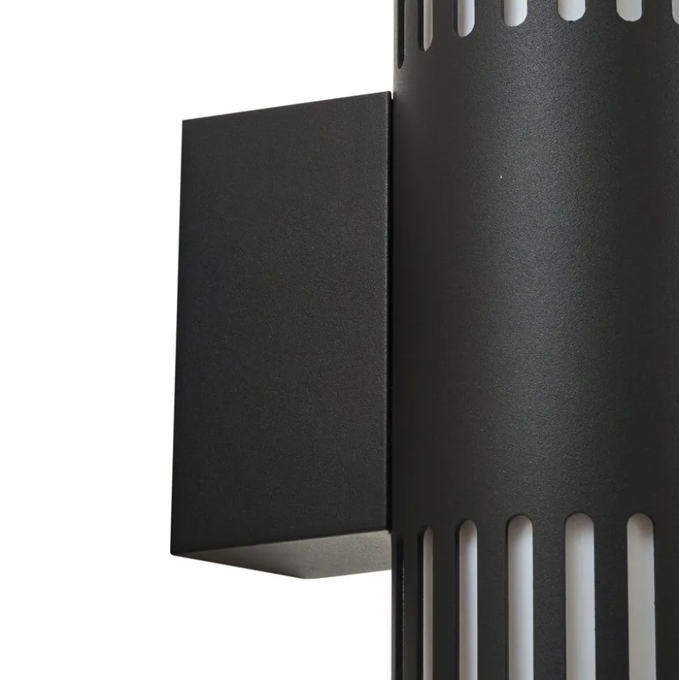 Lindby udendørs væglampe Lurinda, 2 lyskilder, sort, Ø10cm