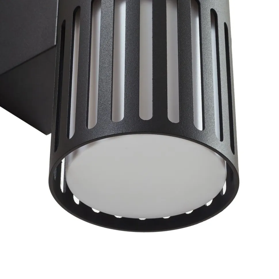 Lindby udendørs væglampe Lurinda, 2 lyskilder, sort, Ø10cm