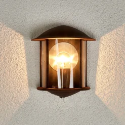 Lindby udendørs væglampe Maelis, rustbrun, metal, 27 cm, E27