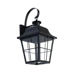 Lindby udendørs væglampe Mertollio, højde 47 cm, sort, glas