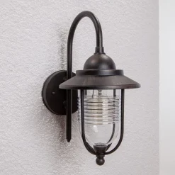 Lindby udendørs væglampe Meret, højde 37 cm, rustfarvet, aluminium