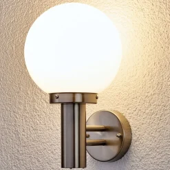 Lindby udendørs væglampe Nada, stål, glas, 32 cm høj, E27