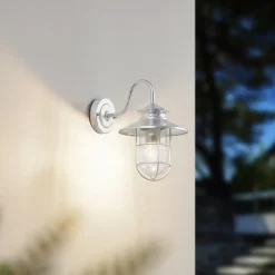 Lindby udendørs væglampe Naleta, galvaniseret sølv, stål