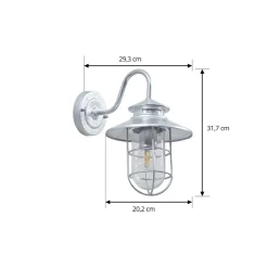 Lindby udendørs væglampe Naleta, galvaniseret sølv, stål